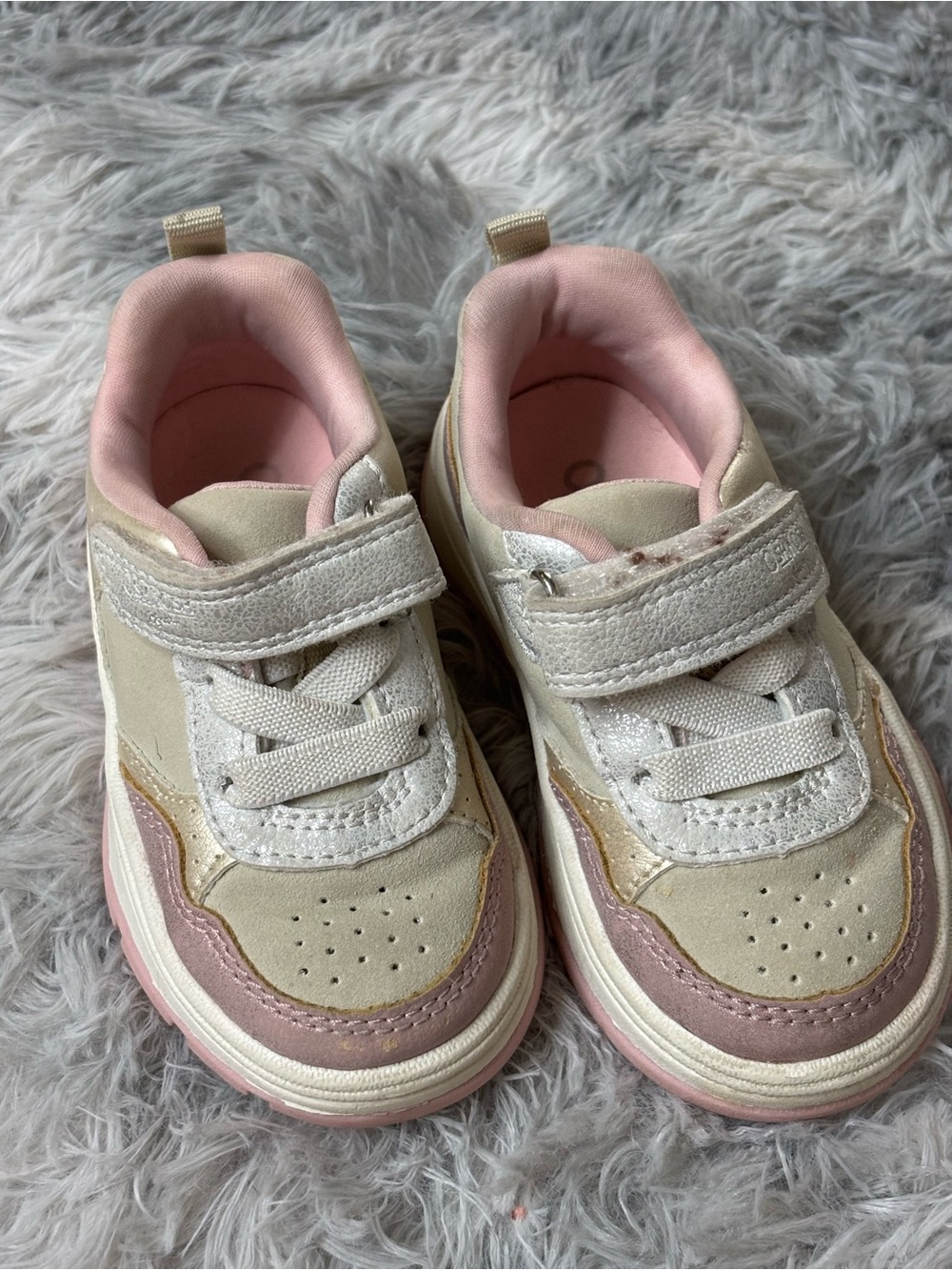 OshKosh B'gosh Cream and Pink Toddler Sneakers